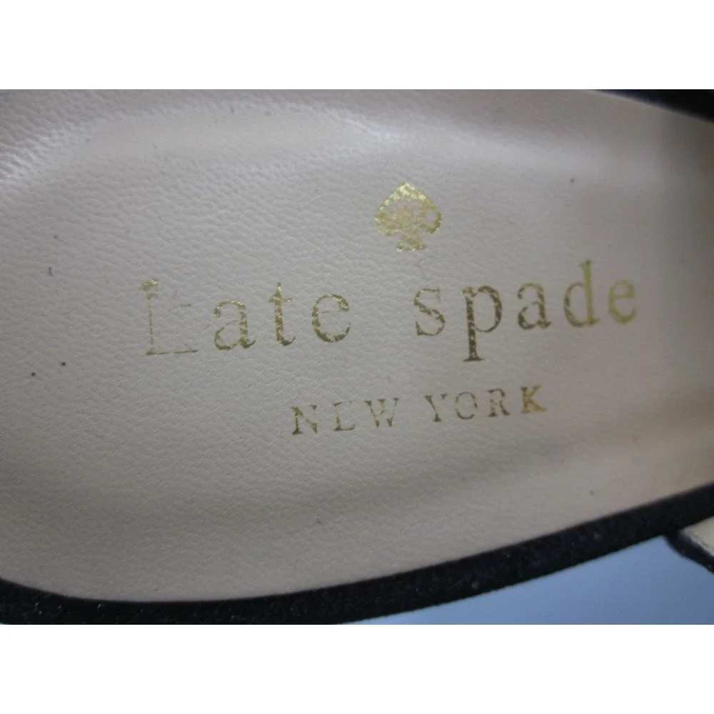 Black canvas w/ crystal burst trim toe Kate Spade slingback sandal Sz 7